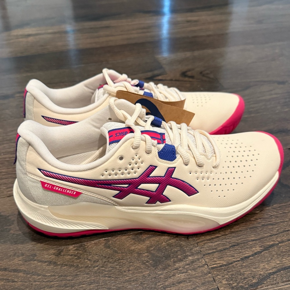 ASICS Women's Gel-Challenger 13 Cream and Pink Athletic Shoes